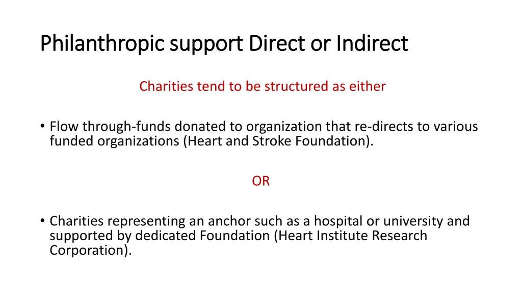 philanthropic support direct or indirect