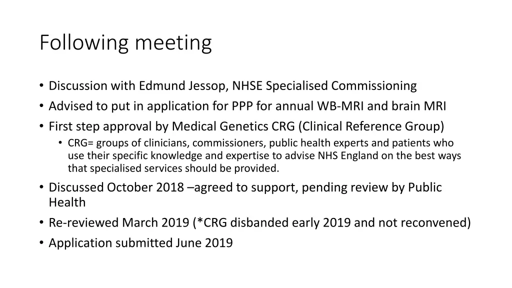 following meeting