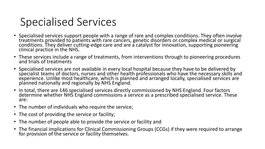 specialised services