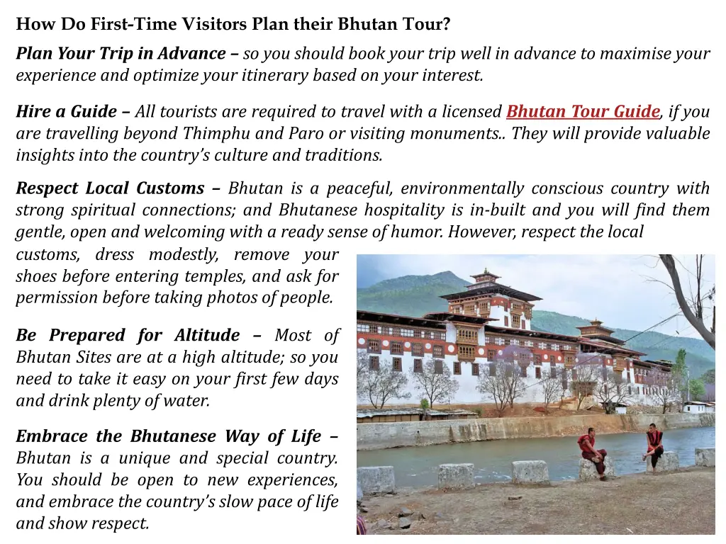 how do first time visitors plan their bhutan tour