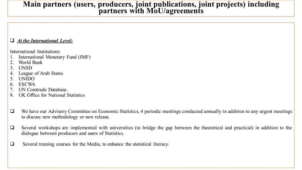 main partners users producers joint publications