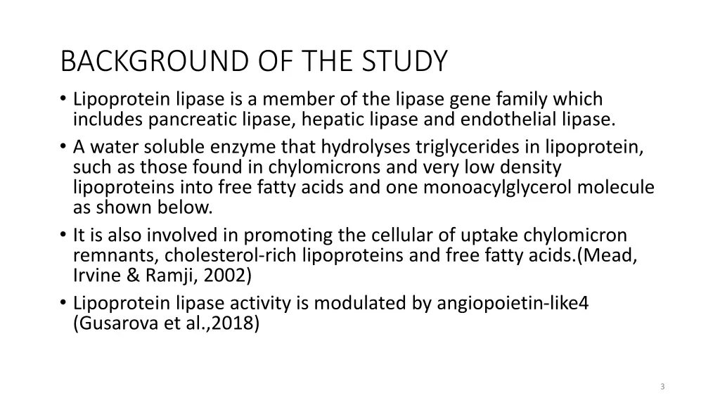 background of the study lipoprotein lipase