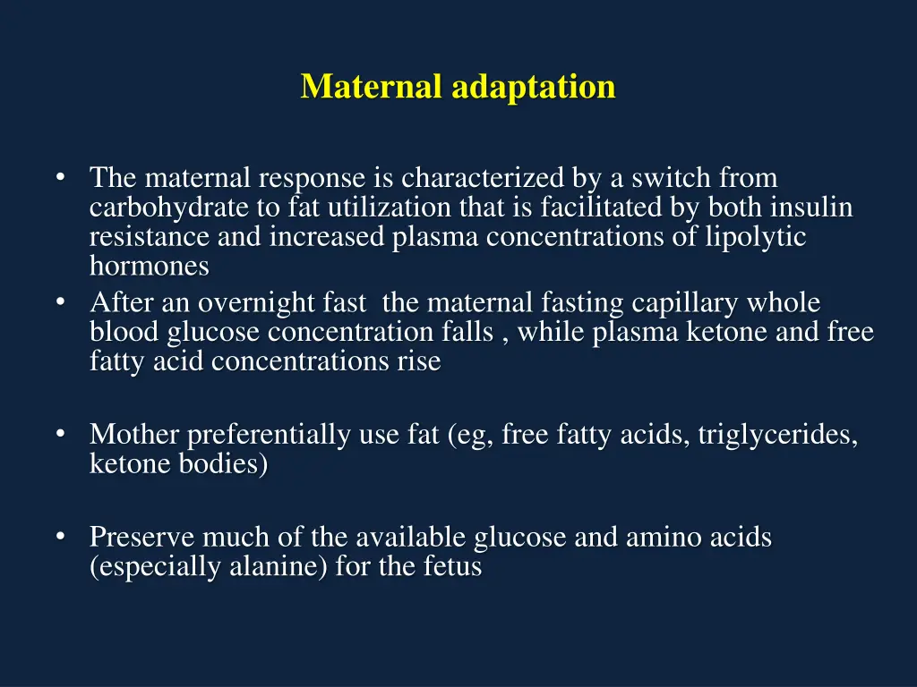 maternal adaptation