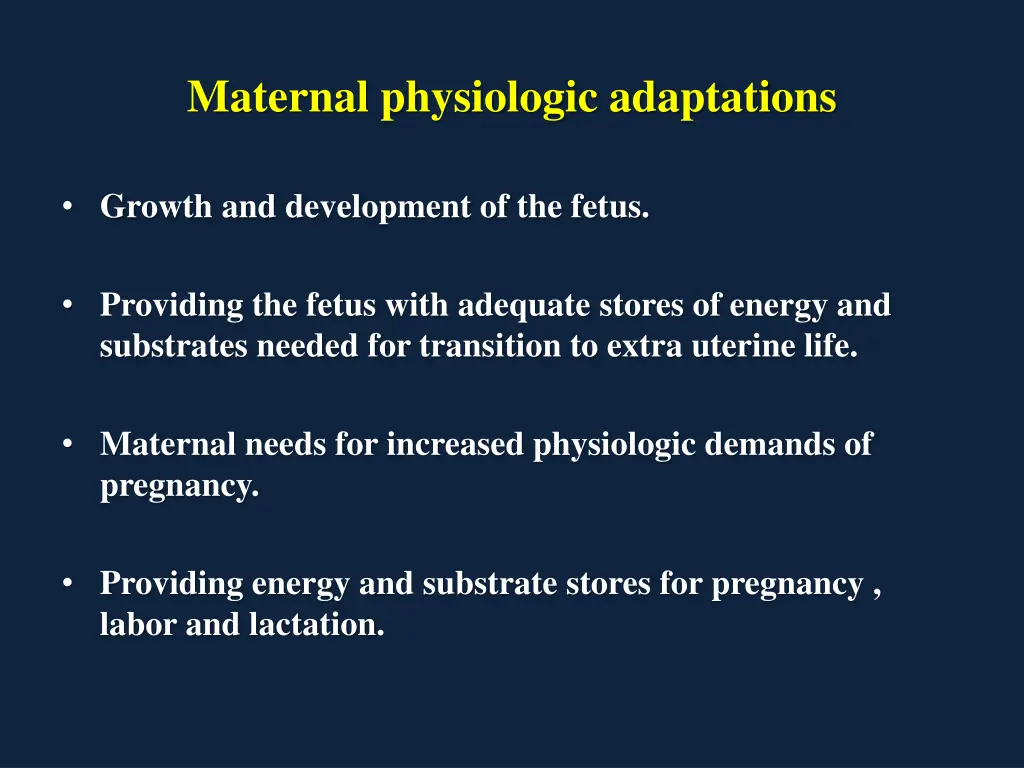 maternal physiologic adaptations