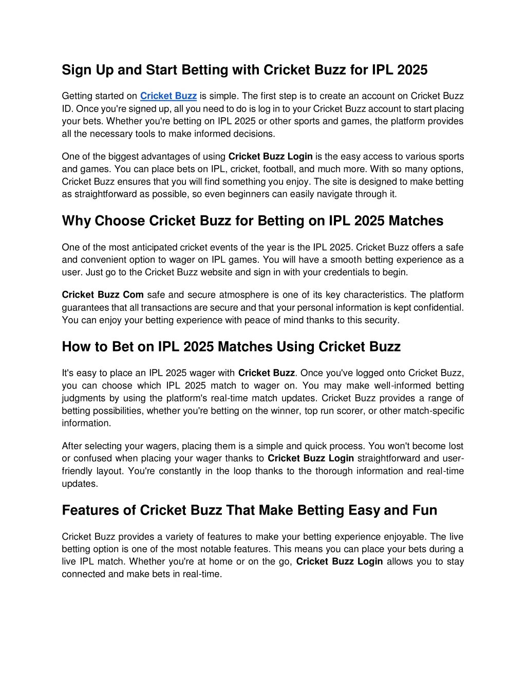 sign up and start betting with cricket buzz