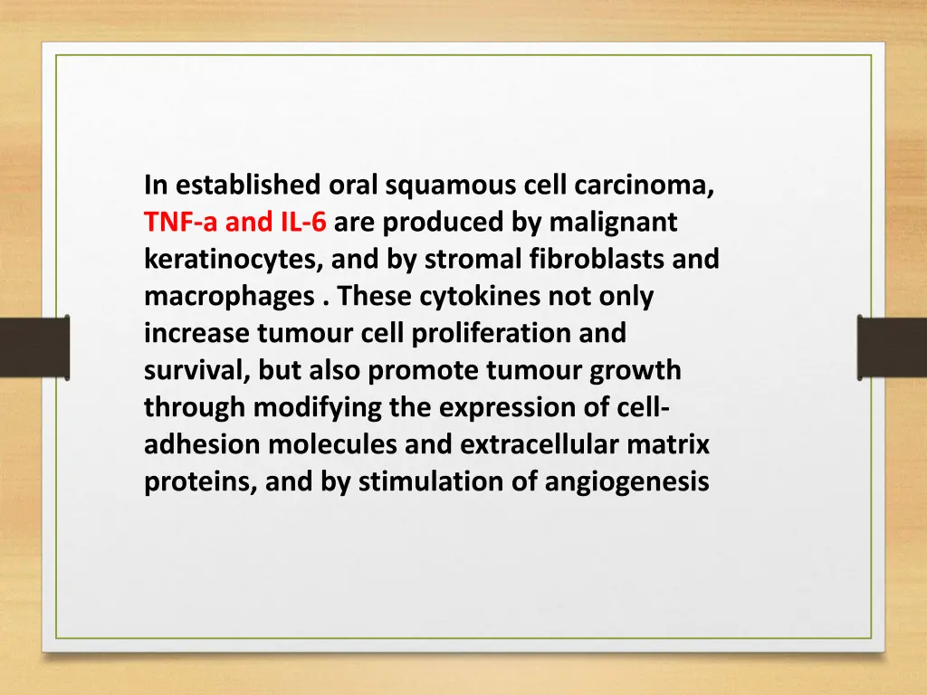 in established oral squamous cell carcinoma