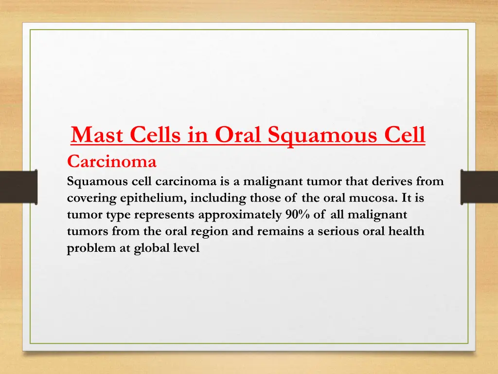 mast cells in oral squamous cell carcinoma