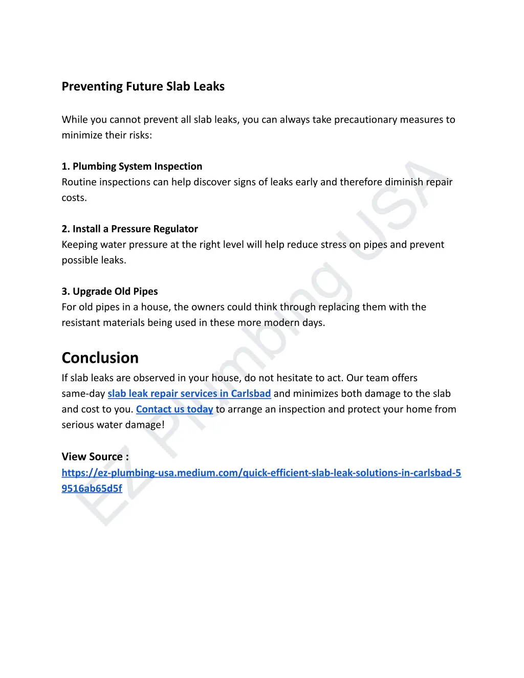 preventing future slab leaks while you cannot