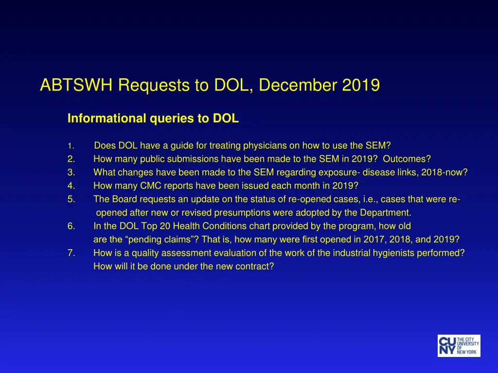abtswh requests to dol december 2019