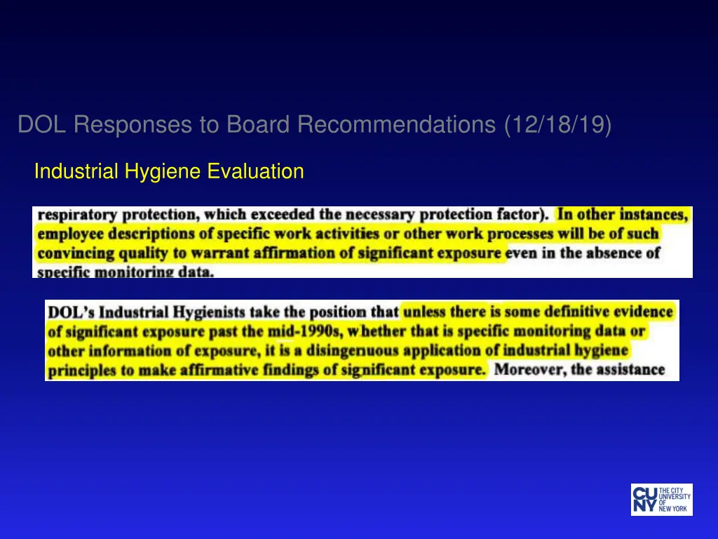 dol responses to board recommendations 12 18 19 12