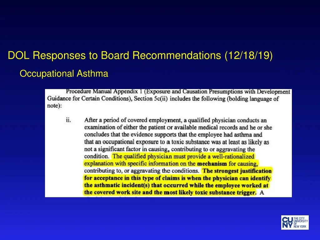 dol responses to board recommendations 12 18 19