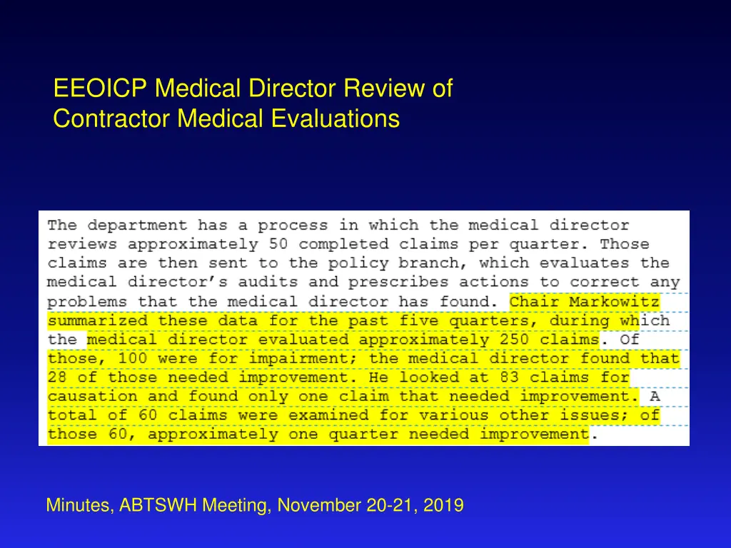 eeoicp medical director review of contractor