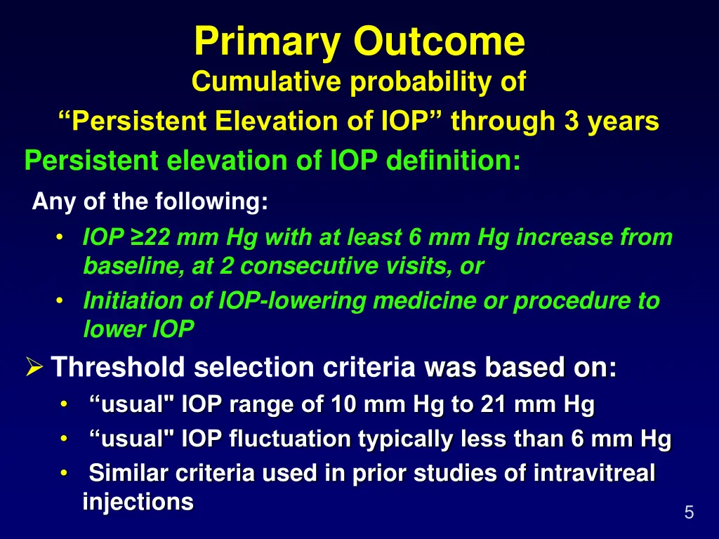 primary outcome cumulative probability
