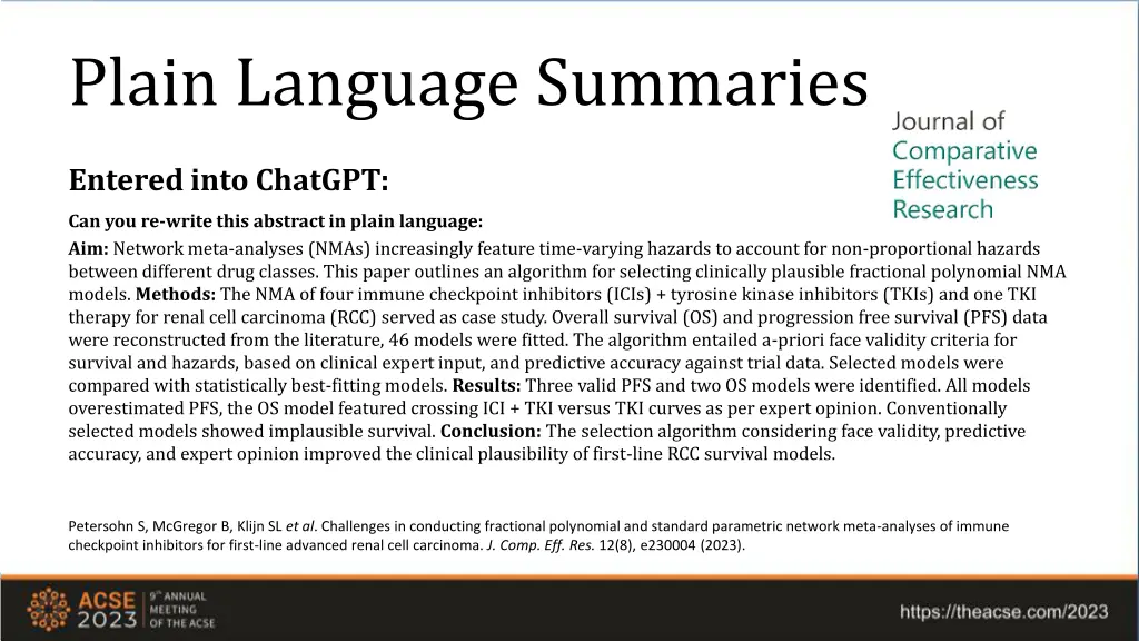 plain language summaries