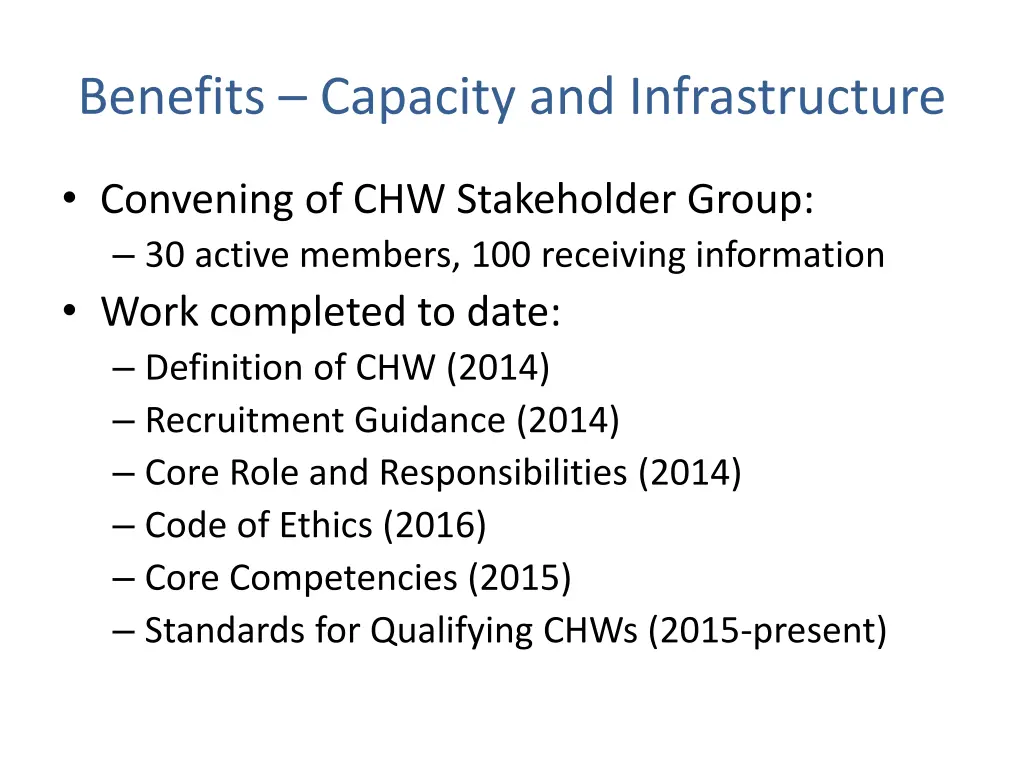benefits capacity and infrastructure