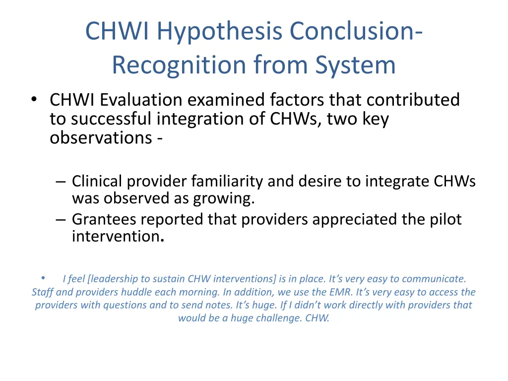 chwi hypothesis conclusion recognition from