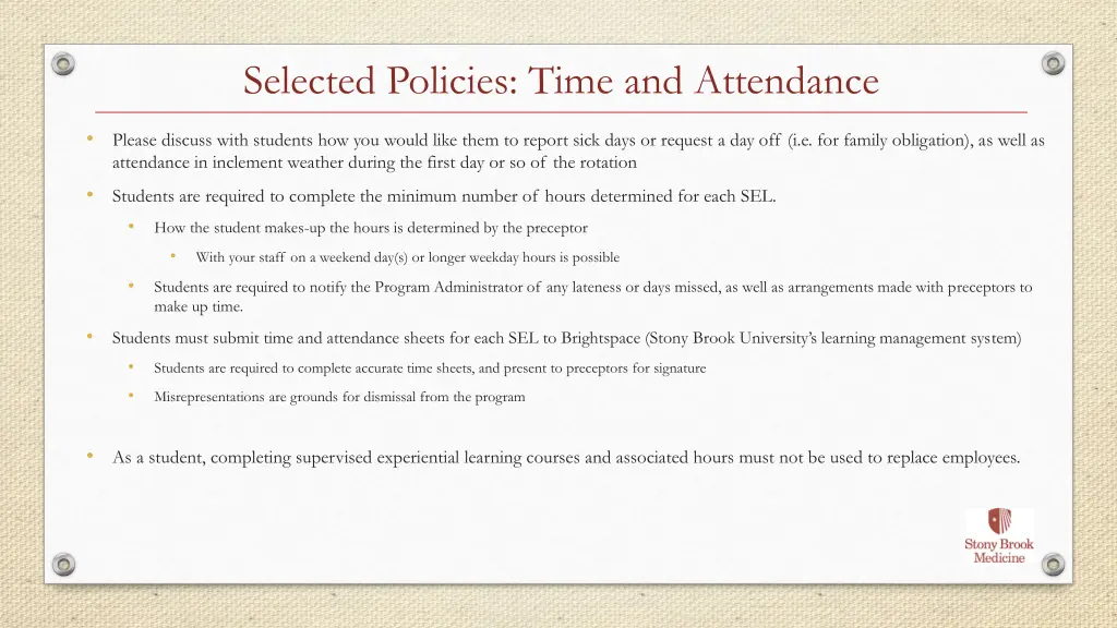 selected policies time and attendance