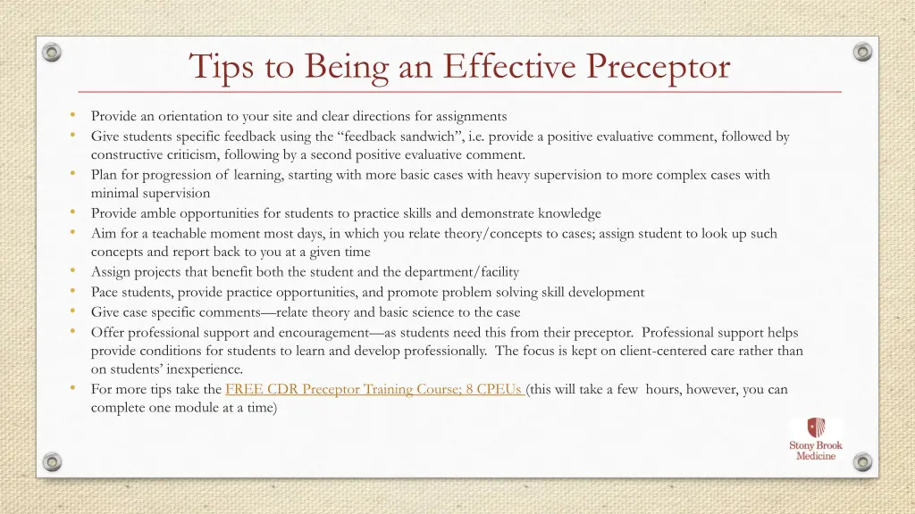 tips to being an effective preceptor