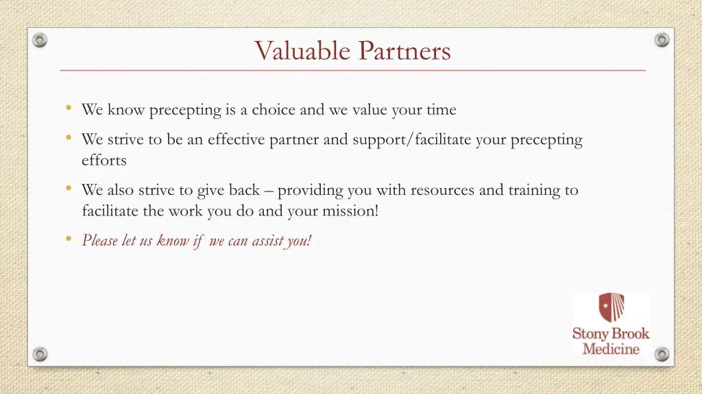 valuable partners