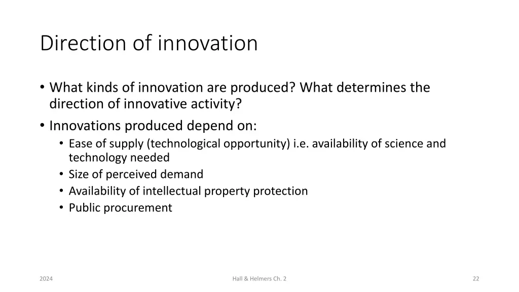 direction of innovation