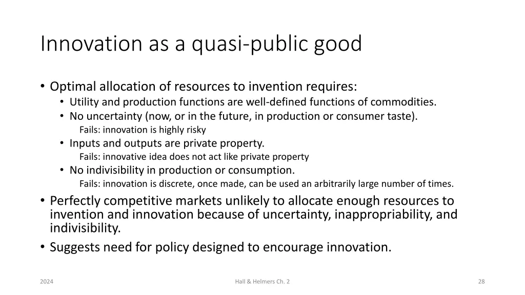 innovation as a quasi public good