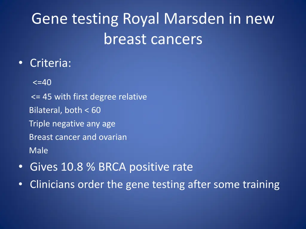 gene testing royal marsden in new breast cancers