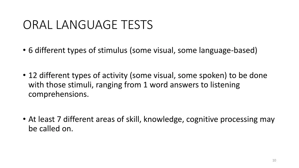 oral language tests