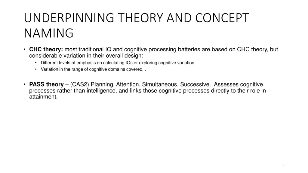 underpinning theory and concept naming