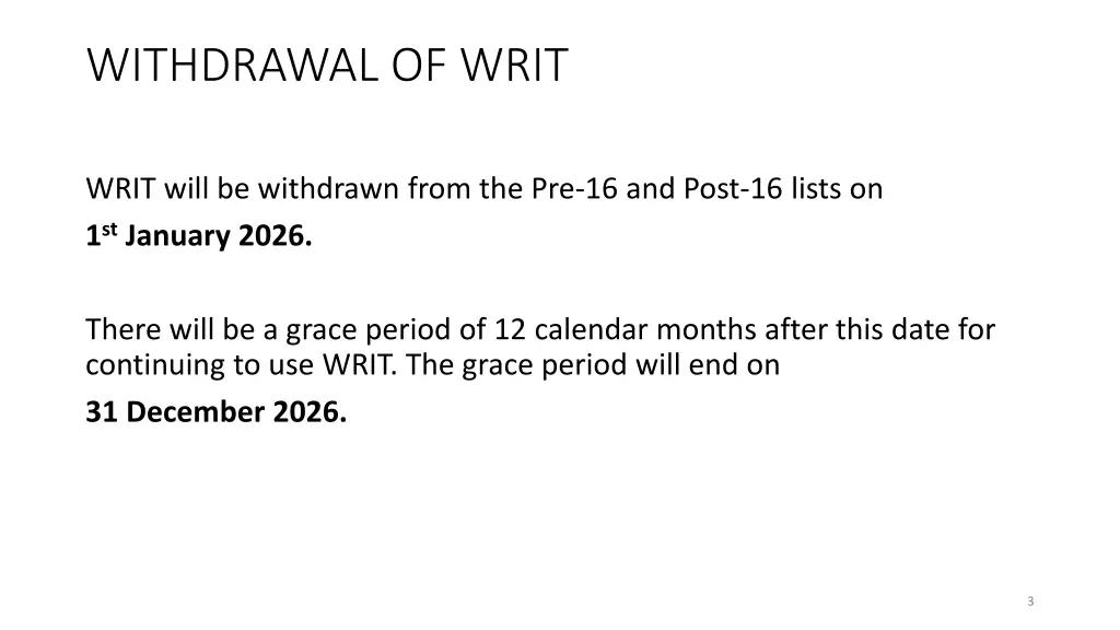 withdrawal of writ