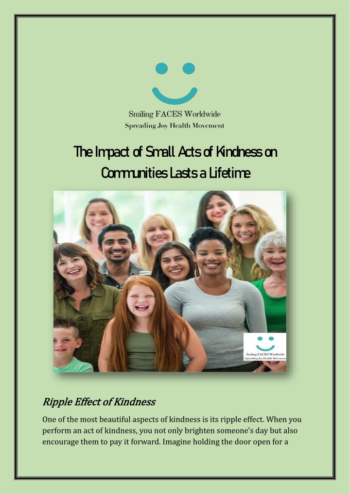the im pact of sm all a cts of k indness