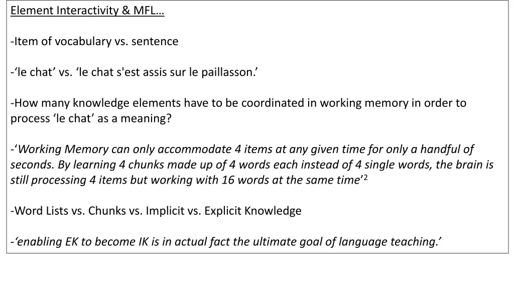 element interactivity mfl