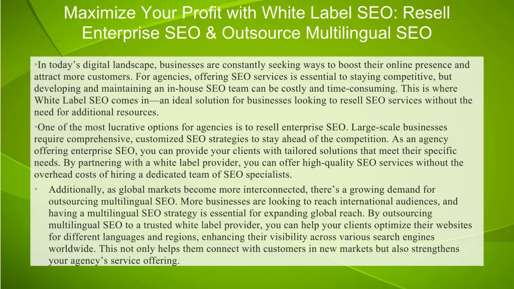 maximize your profit with white label seo resell