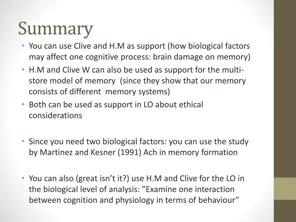 summary you can use clive and h m as support