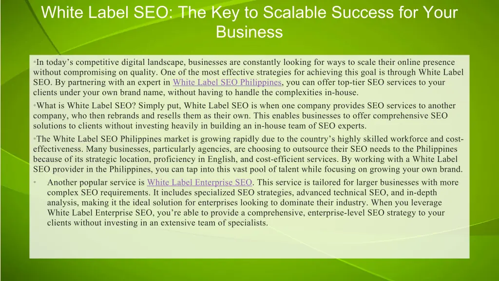 white label seo the key to scalable success