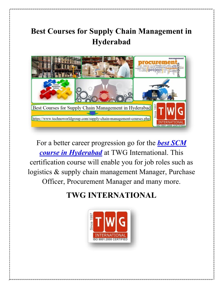 best courses for supply chain management