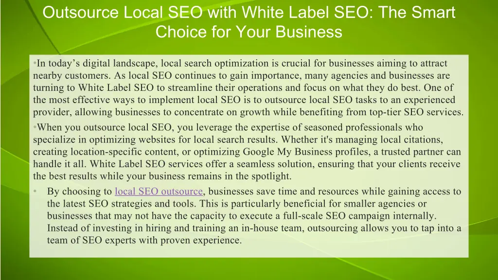 outsource local seo with white label
