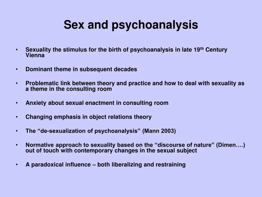 sex and psychoanalysis