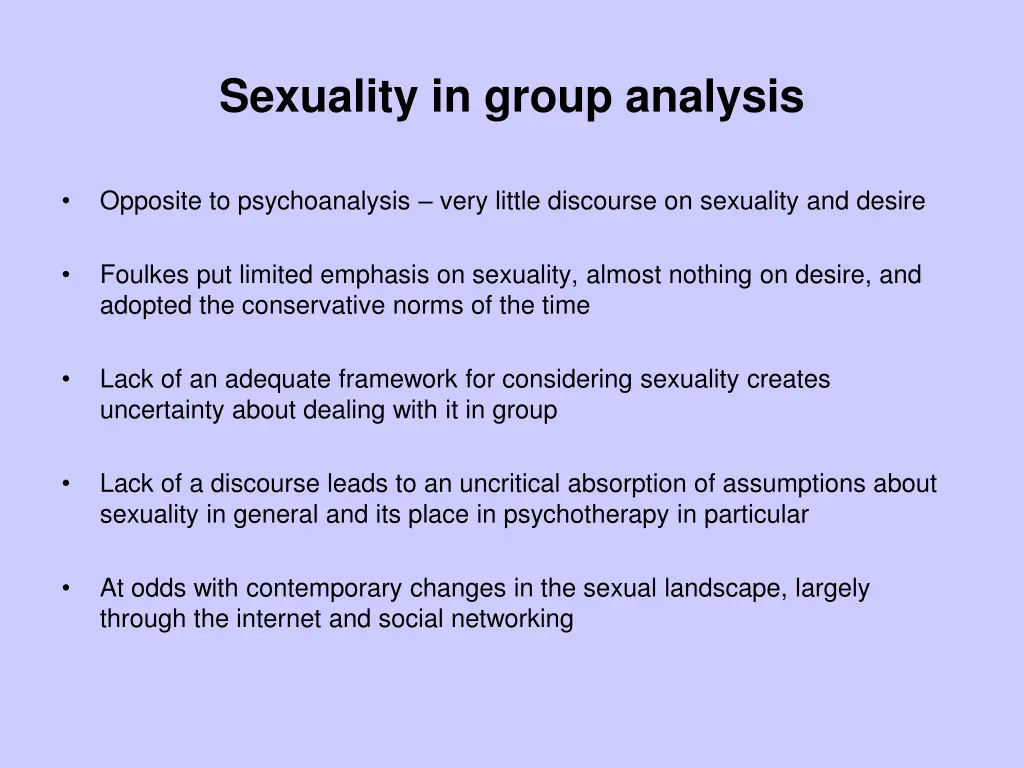 sexuality in group analysis