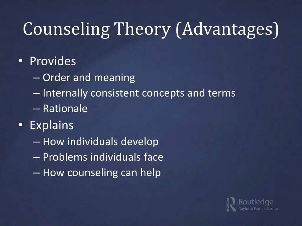 counseling theory advantages