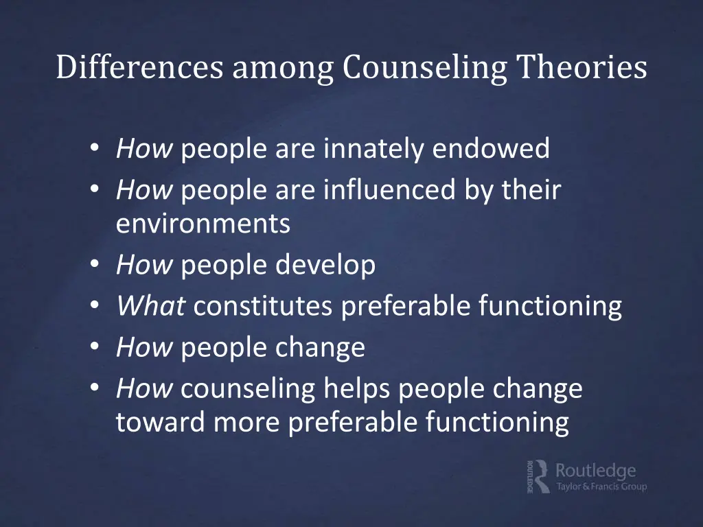 differences among counseling theories