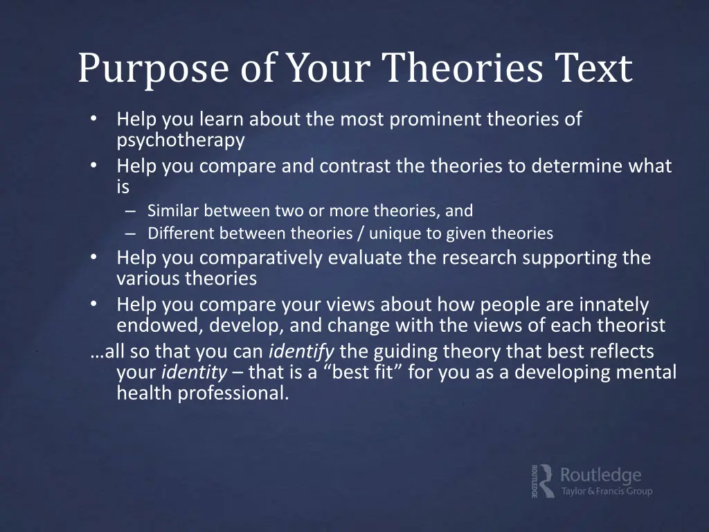 purpose of your theories text