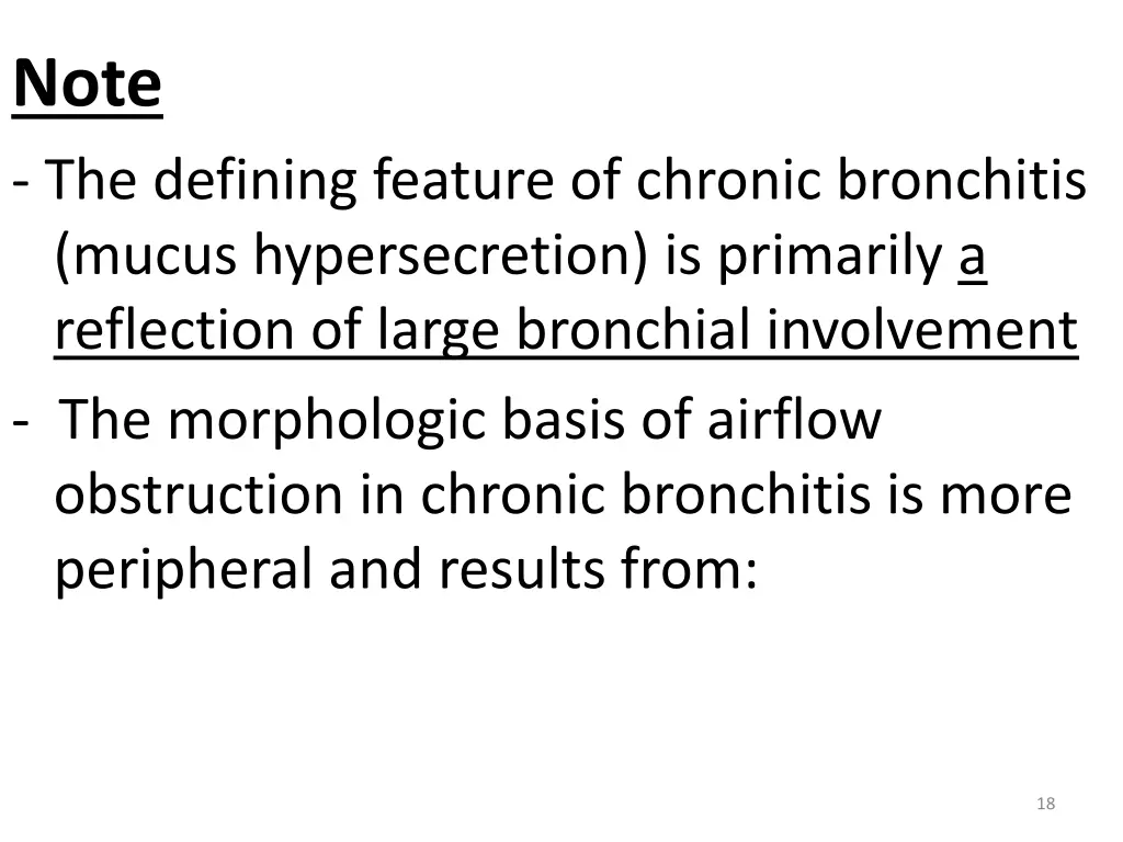 note the defining feature of chronic bronchitis