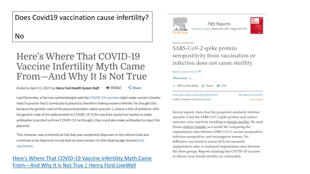 does covid19 vaccination cause infertility