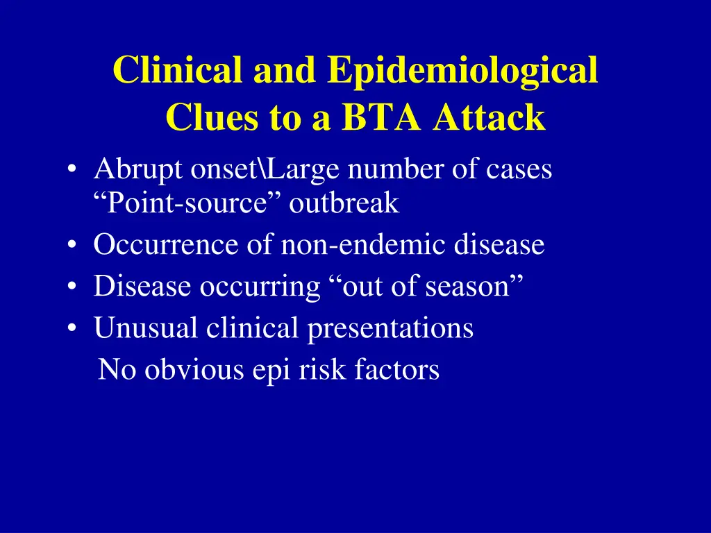 clinical and epidemiological clues