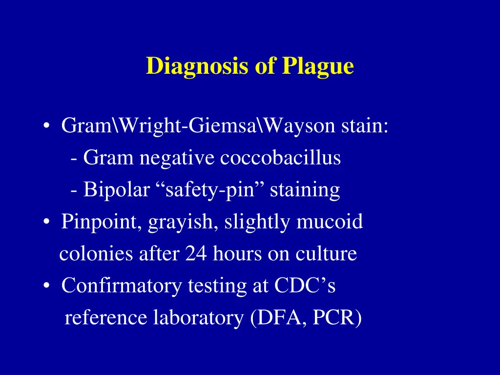 diagnosis of plague
