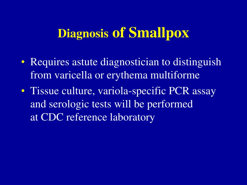 diagnosis of smallpox