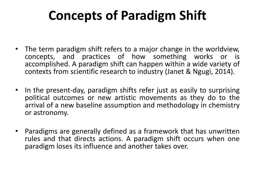 concepts of paradigm shift