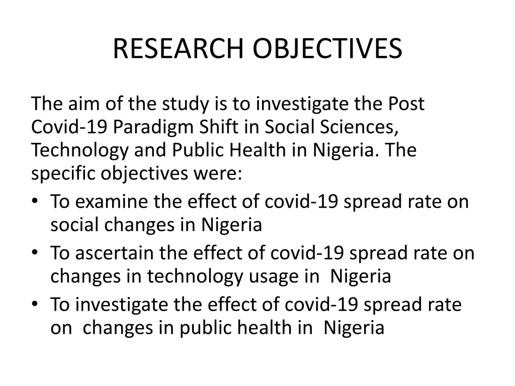 research objectives