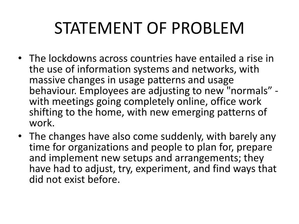 statement of problem