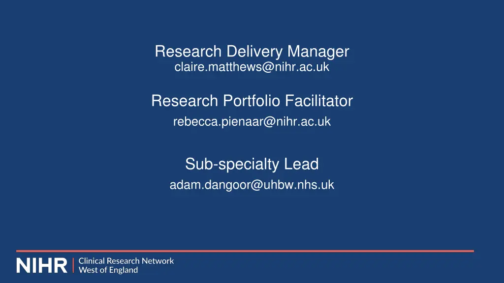 research delivery manager claire matthews@nihr